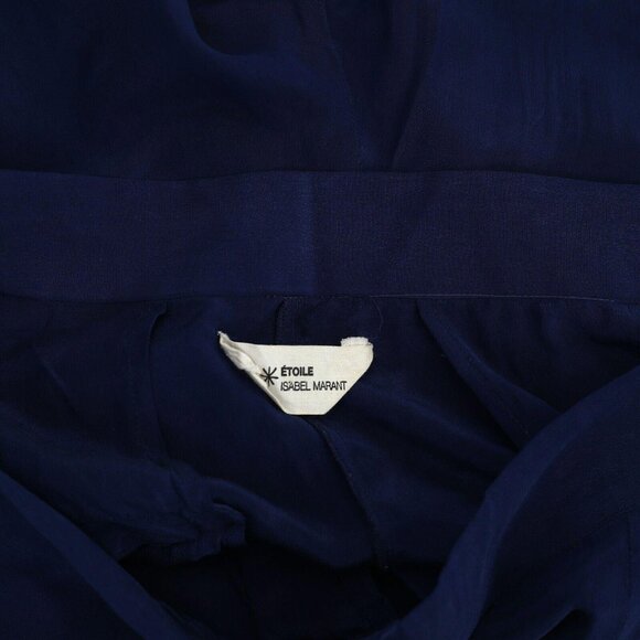 Isabel Marant Etoile Navy Tapered Pants Silk High Waisted Solid Pocket L - Picture 5 of 5